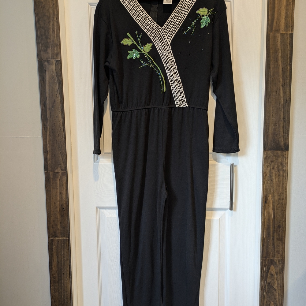 Unique Vintage Lacy Afternoon by Shell Kepler Black Jumpsuit - Size M